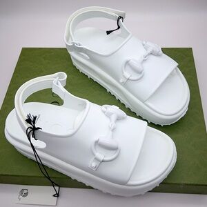 ❌SOLD❌NWB Gucci Horsebit Platform Soft Rubber Sandals White Size 38 (US 8)